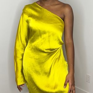 Chartreuse One shoulder Dress